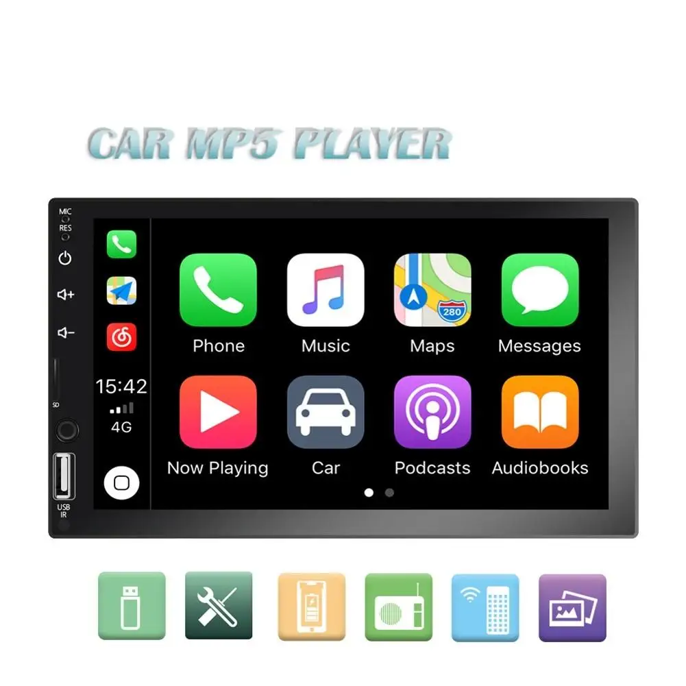 

7-inch Car Radio Multimedia Video Player Carplay Mp5 Mp4 Bluetooth-compatible Central Control Navigation Gps Large Screen