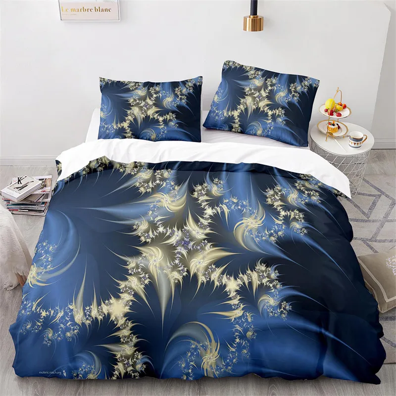 

Snowflake Duvet Cover Winter Theme Geometric Pattern Bedding Set Microfiber Blue Floral Quilt Cover For Girl Boy Christmas Decor