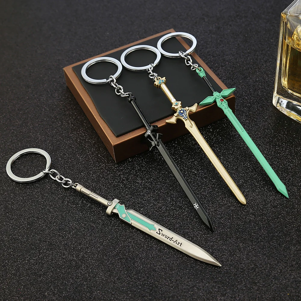 

Sword Art Online Sword Keychain Metal Asuna Kirito Key Ring Holder Men Chaveiro Figure Keychain Anime Jewelry Wholesale