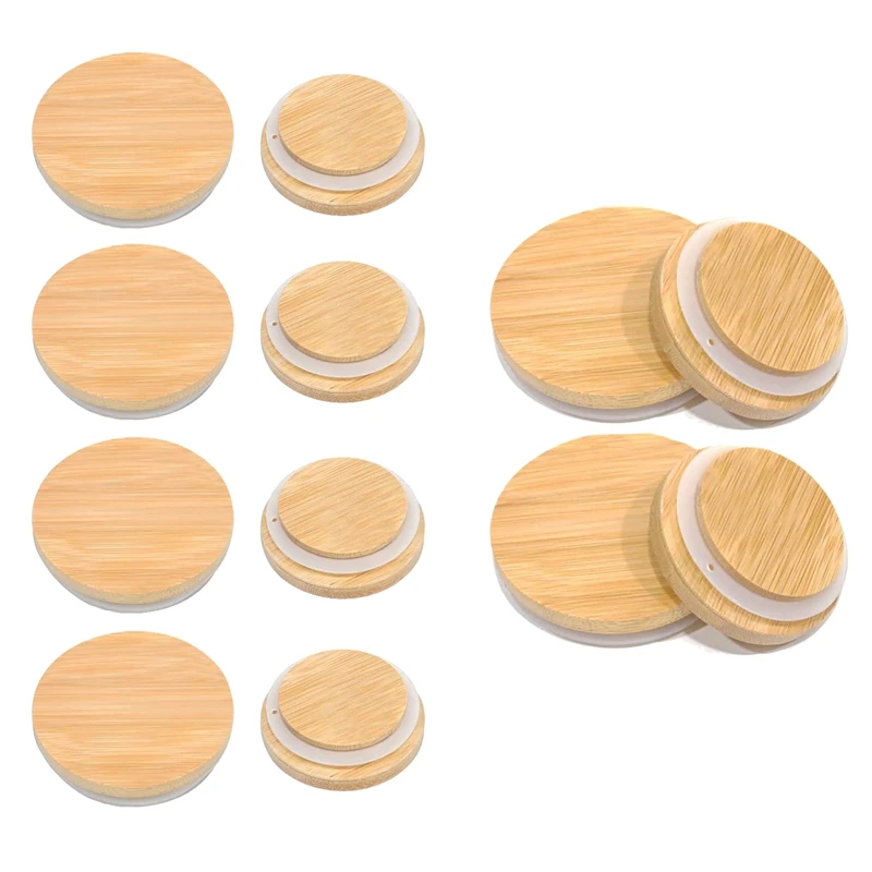 

Bamboo Mason Jar Lids - 6 Regular Mouth & 6 Wide Mouth Bamboo Lids For Mason Jars Storage Canning Jar Lids