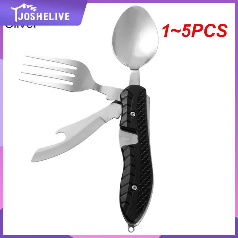 

1~5PCS In 1 Multitool Outdoor Camping Utensils Portable Stainless Steel Foldable Spoon Fork Knife Bottle Opener Combo Set