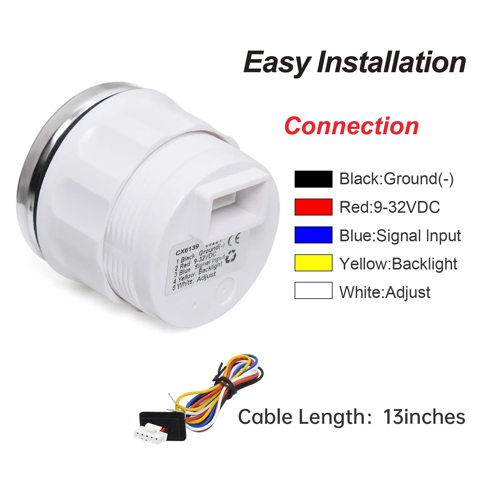 Датчик температуры воды 52 мм с 7-цветной подсветкой 0 ~ 120 ℃ 1/8NPT автомобильный
