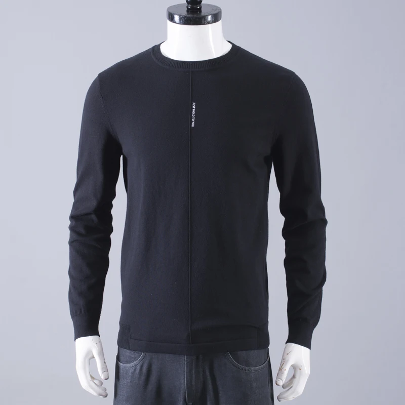 Yajia Withdraw from Cupboard Orders! Big Brand round Neck Pullover Long sleeve Knit Black Fashion Ci Thin Bottoming Men's S...