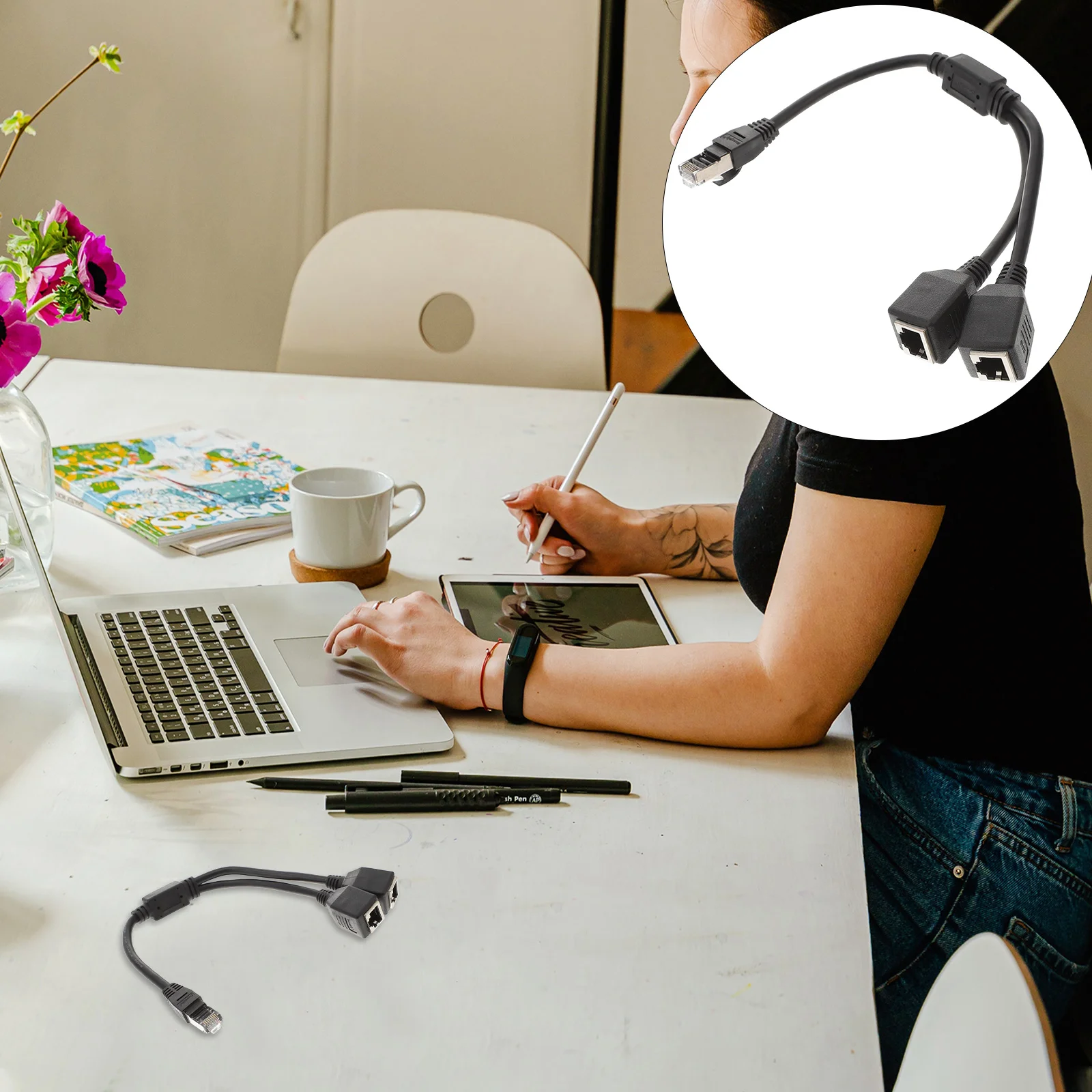 

1Pc RJ45 Ethernet Cable Adapter Splitter 1 Male to 2 Female Port LAN Network Plug 2 in 1 Adapter NetWork Accessories Splitter