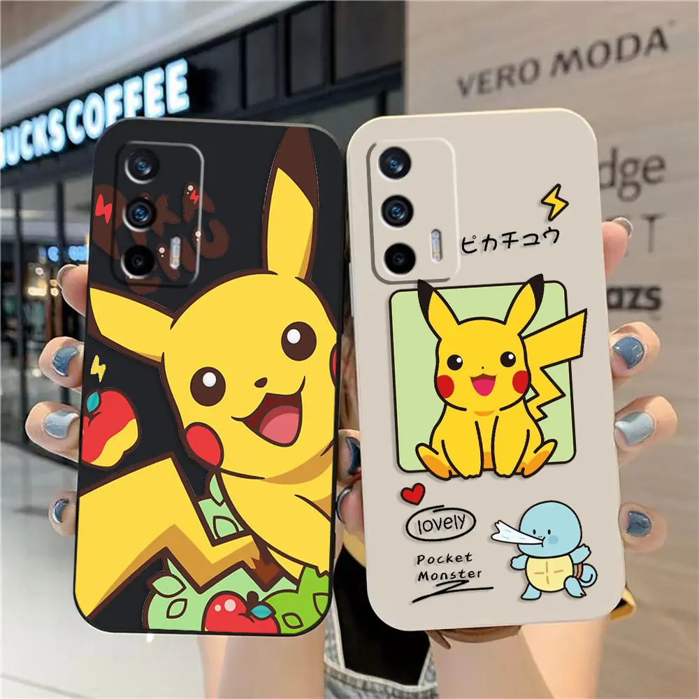

Case For OPPO Realme 10 9 8 8I 7 7I 6 5 C21 GT NEO 2 3 5 V11 V13 Colour Simple Liquid Silicone Case Cartoon p-Pokemon p-Pikachu