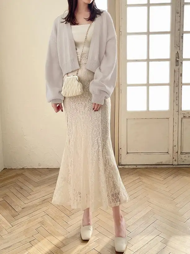 G * L осенняя новинка 2024 японская мода милый однотонный короткий вязаный кардиган