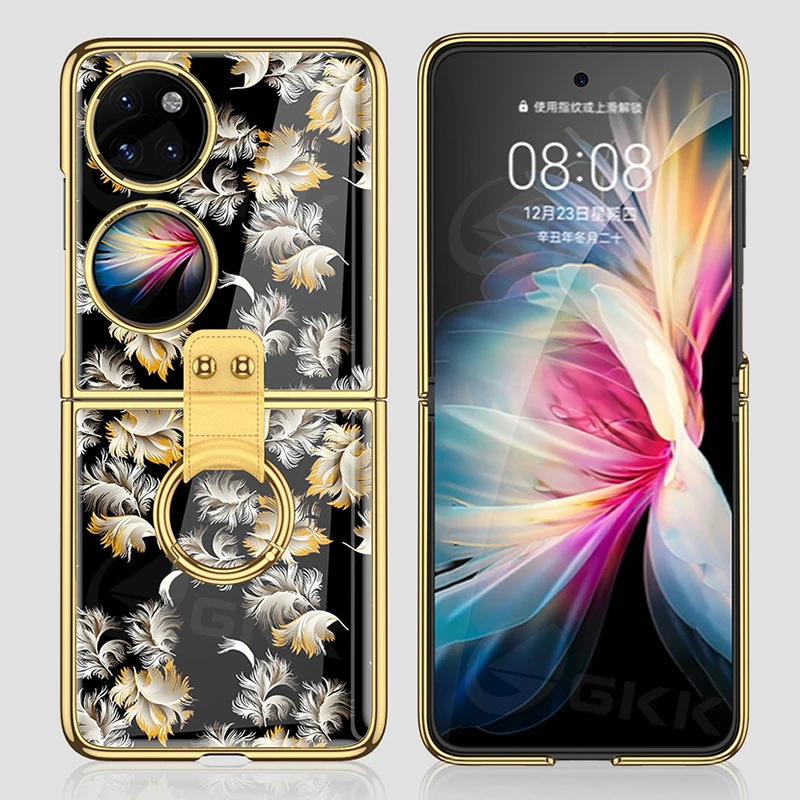 

GKK чехол для телефона с окрашенным стеклянным кольцом для Huawei P50, карманный 4G, роскошный защитный жесткий чехол с покрытием краев для Huawei P50, К...