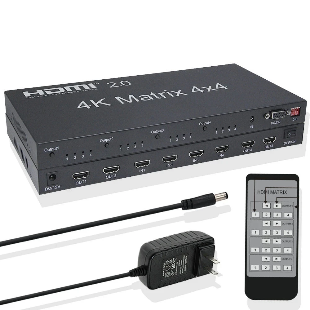 

4K 60 Гц HDR HDMI 2,0 матрица 4X4 HDMI матричный коммутатор 4 в 4 выхода HDMI коммутатор сплиттер 18 Гбит/с RS232 & EDID контроль HDCP 2,2