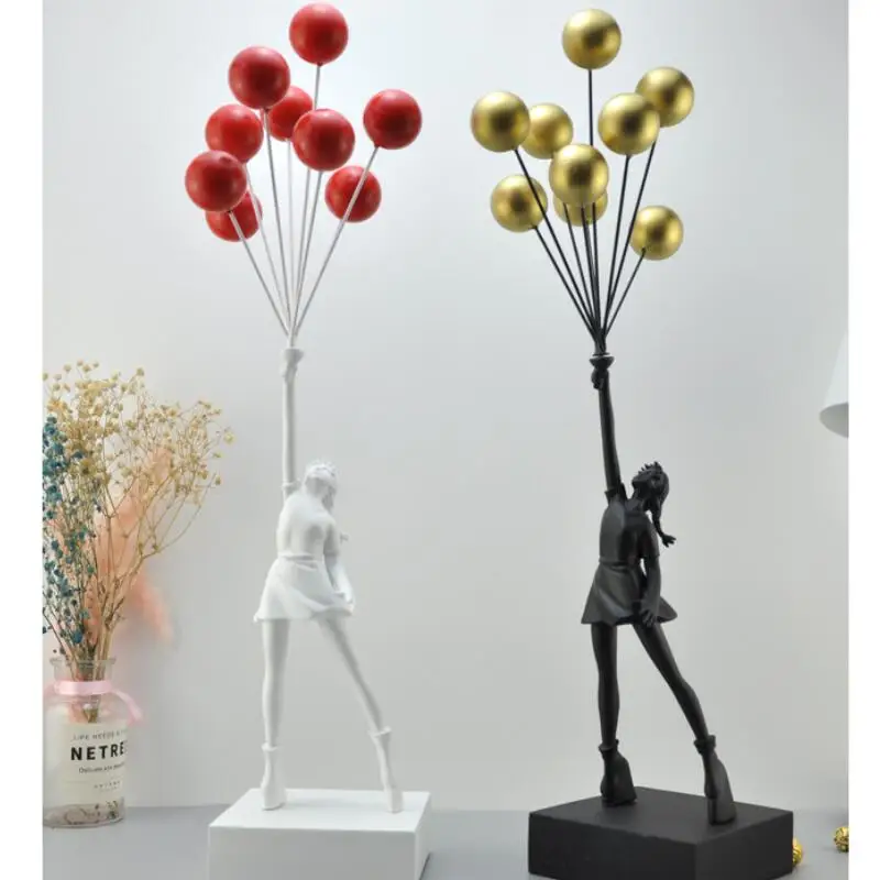 

Роскошный воздушный шар 57 см, статуя девушки Бэнкси, скульптура из смолы, искусственное украшение для дома, семейный подарок, декор для спальни в скандинавском стиле