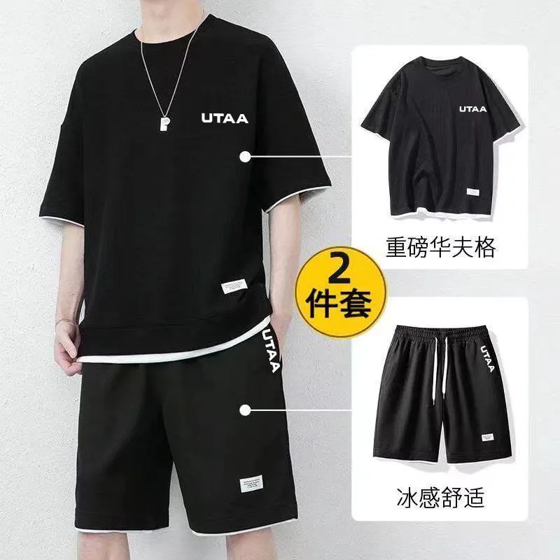 2023 Golf Wear Men's Top + Shorts 2-piece Set Summer Fashion Casual Marben Golf T-shirt Utaa Golf Shorts Men's Golf Clothing