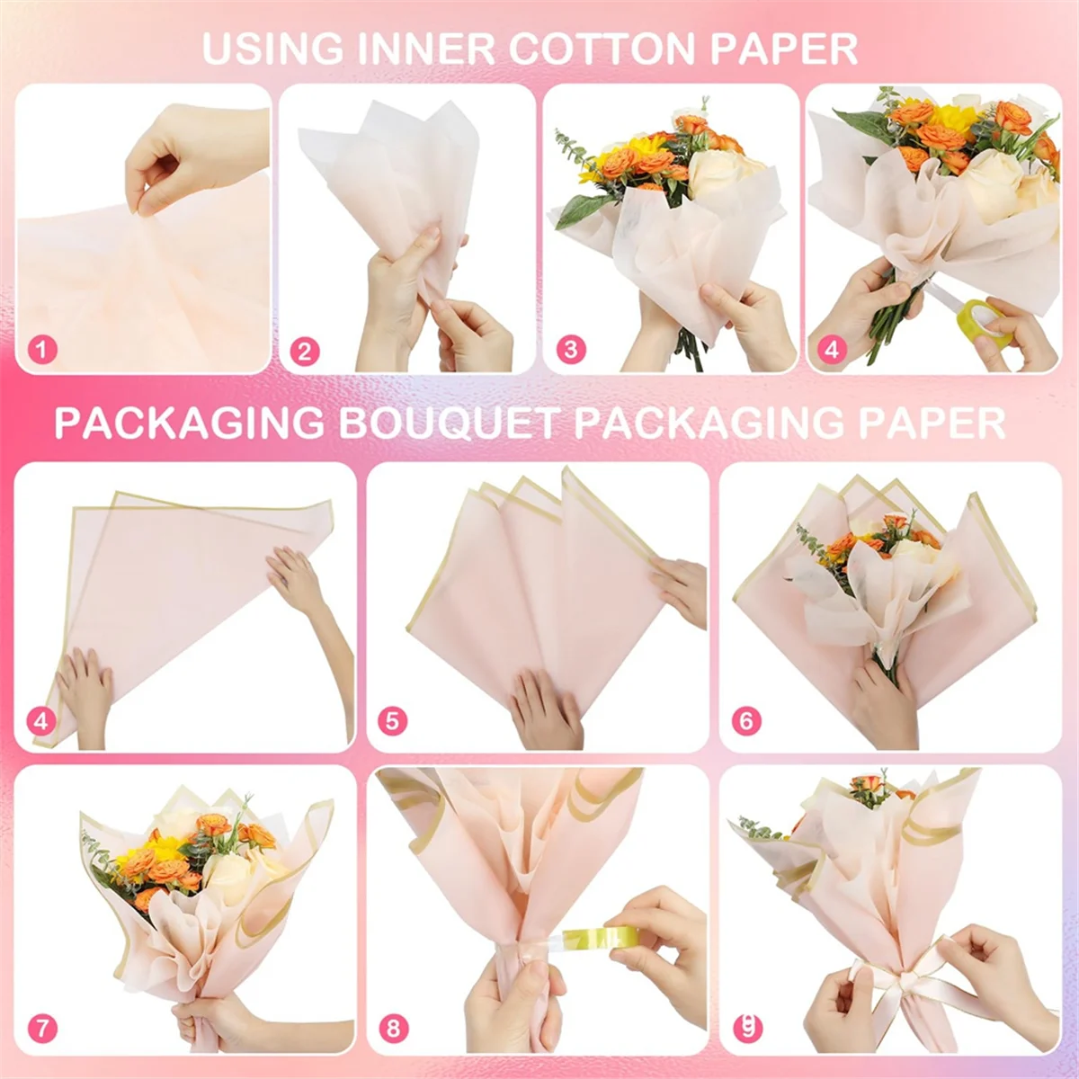 20 листов цветок с золотыми краями