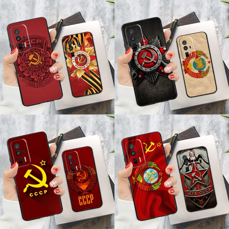 Russia Soviet Emblem Flag Case For Xiaomi 14T 11T 12T 13T Pro 13 14 Ultra POCO X6 M6 X3 X5 M5s F3 F5 F6 Cover
