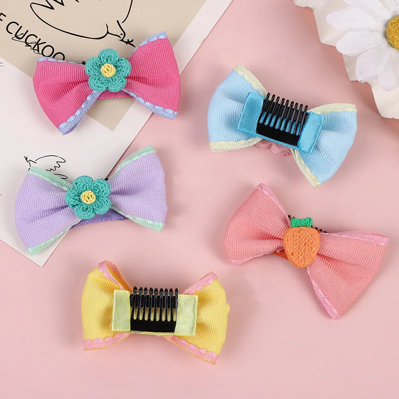 

Bow Pet Hairpin Fashionable Contrasting Color Splicing Long-haired Dog Decoration Three-dimensional Flower Cat and Dog Headwear