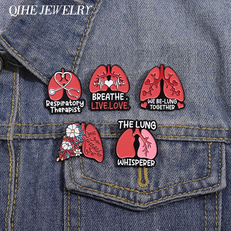 Брошь с эмалью в виде органа легких на заказ