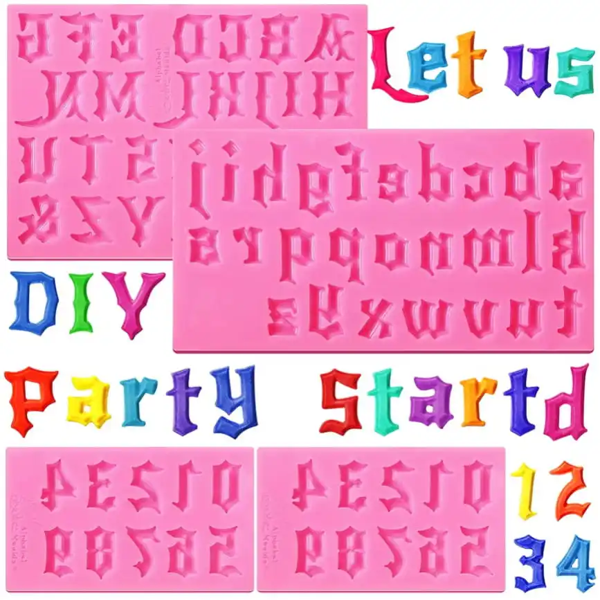 

Letters and Numbers Silicon Number 0-9 3D Chocolate Fondant Cake Baking for Cake Topper Candy Fond