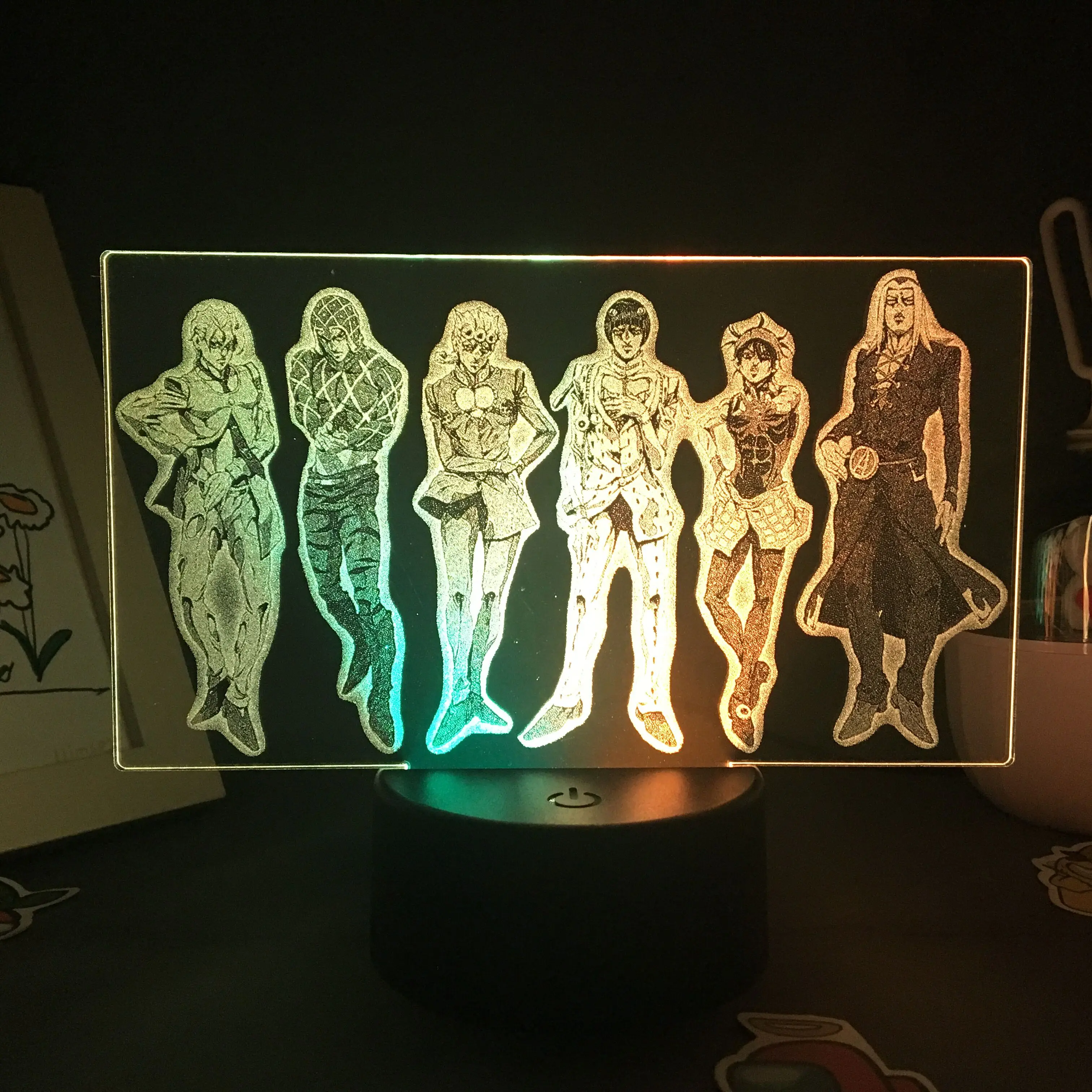

Newest Anime Jojo Bizarre Adventure 3D Led Night Lights Figure Avatar Room Decor Cute Gift Two Tone Acrylic Manga Art Deco Lamp