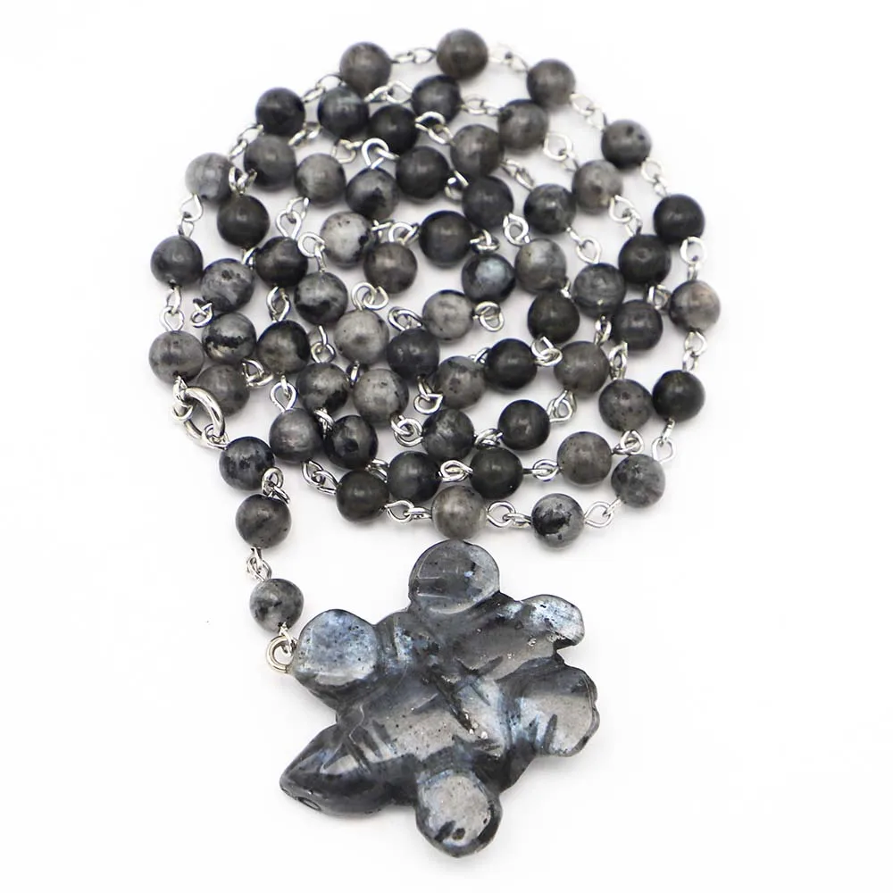 Natural Stone Round Beads Black Glitter Sculpture Tortoise Pendant Necklace Sweater Chain DIY Jewelry Making Wholesale Gift 1Pcs