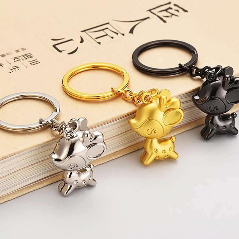 

Fashion Small blessing Deer Keychain for Men Women Car Key Ring Bag Pendant Gift