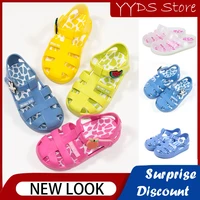 summer girls sandals breathable beach hole shoes jelly color non slip roman sandals toddler children garden jelly shoes