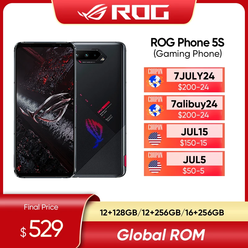 ASUS ROG Phone 5S 5 S 5G Smartphone Snapdragon 888 Plus 6.78'' 144Hz AMOLED 6000mAh 65W Fast charging Gaming Phone NFC