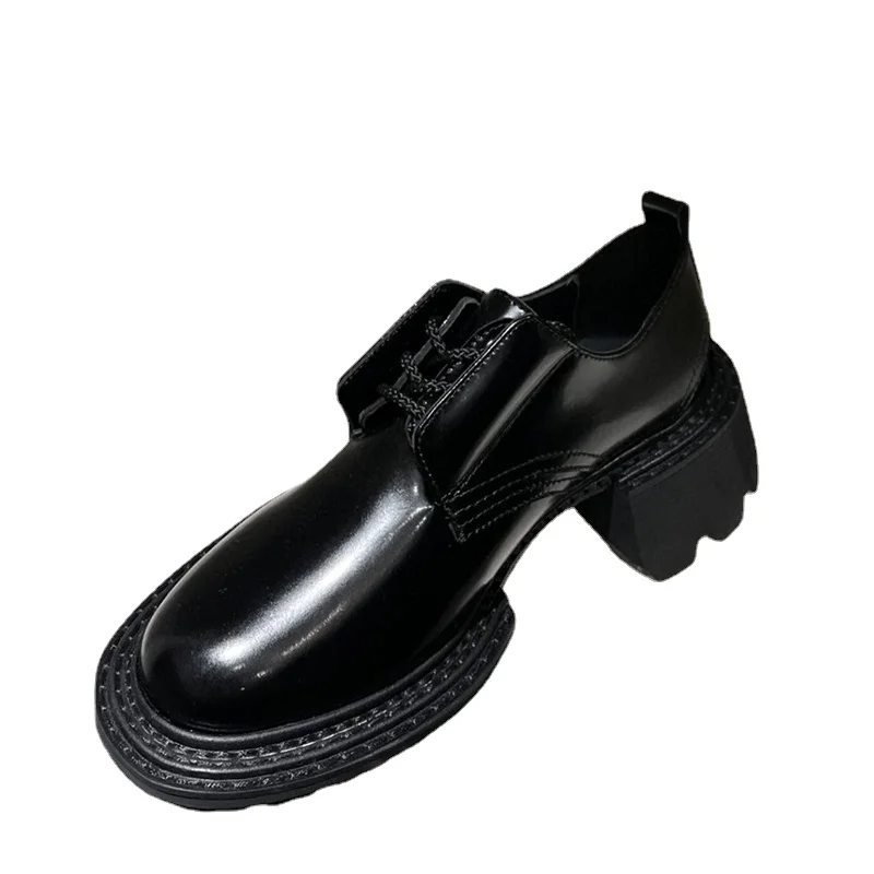 

Spring Summer Simple Vintage Women's Shoes Genuine Leather Height Increasing Casual Shoes Comfortable Thick Heel Single Shoes