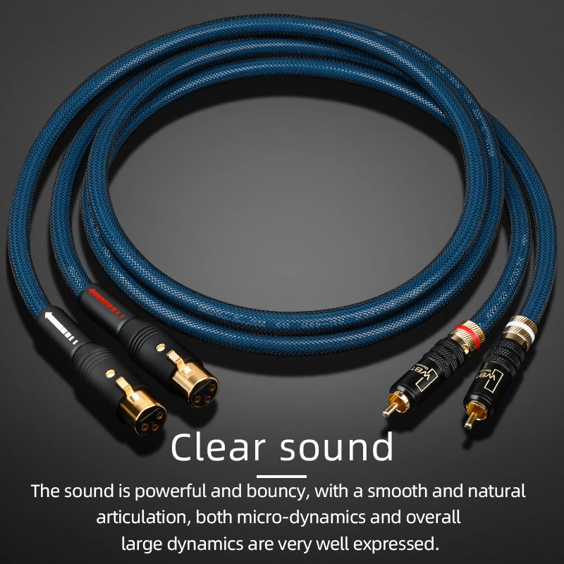 Аудиокабель ATAUDIO HiFi 2RCA-2XLR, высококачественный посеребренный кабель с разъемами 2RCA и 2XLR, сбалансированный штекер/гнездо для динамика