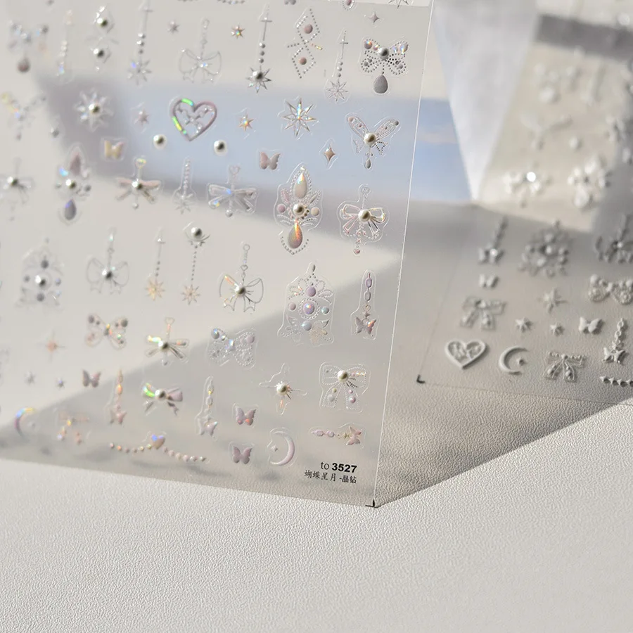 1 шт. лазерные наклейки для ногтей лука звезда луна жемчуг тотем сердце