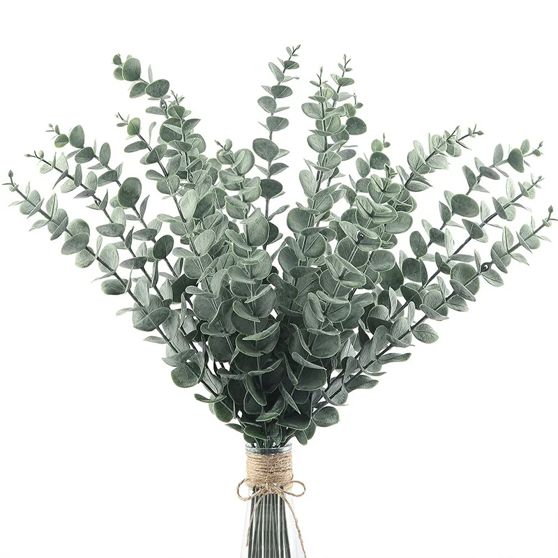 

Real Touch Artificial Eucalyptus Leaves 38cm Branches Fake Plants for Wedding Party Home Garden Decoration Flores Artificiales