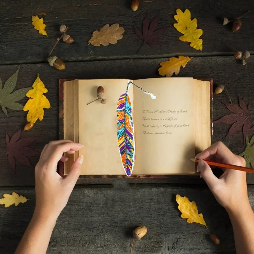 

6 Pieces Feather Bookmark Book Mark Stationery Pendant