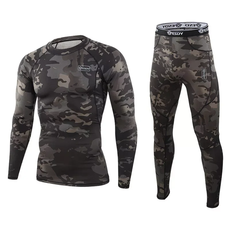 

Underwear Men Winter Fleece Warm Tights Compression Quick Drying Thermo Lingerie Set Long Johns Man Camouflage Clothing