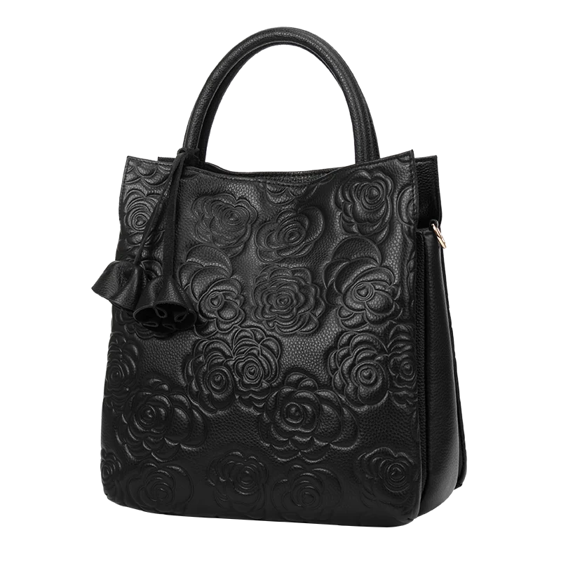 

Simple and atmospheric leather bucket bag, high-end versatile handbag, large capacity embossed bag