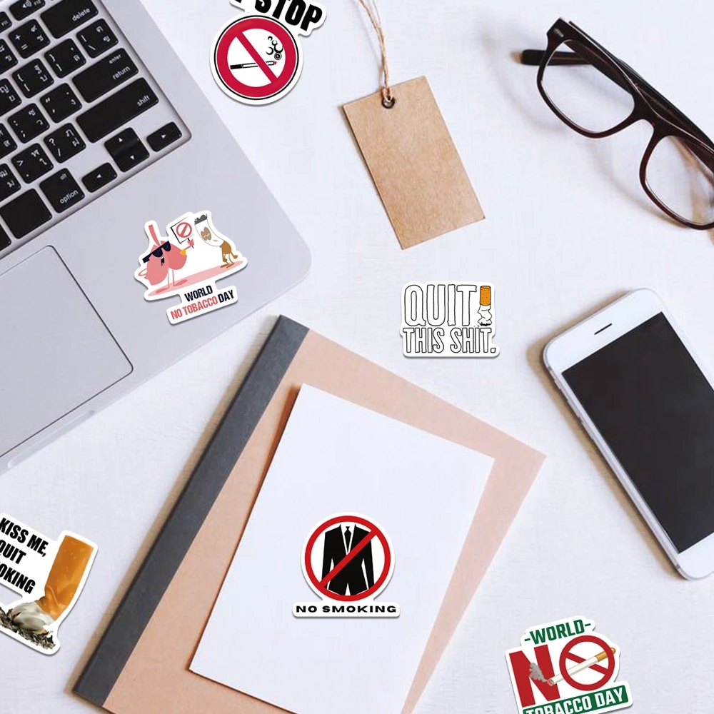 10/50PCS 5.31 World No Tobacco Day Smoking Sticker Perfect Cartoon Decal Stickers for Car Guitar Laptop Luggage Bike Kids Toy - купить по