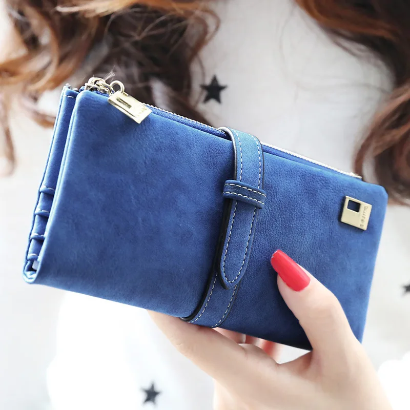 

Women's Wallets Long Korean Frosted Zipper Pu Folding Wallets Large-capacity Card Holders Women's Long Wallets