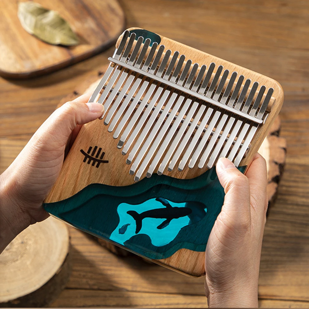 Высококачественное пианино hlру Kalimba из массива дерева с полимерным морским синим