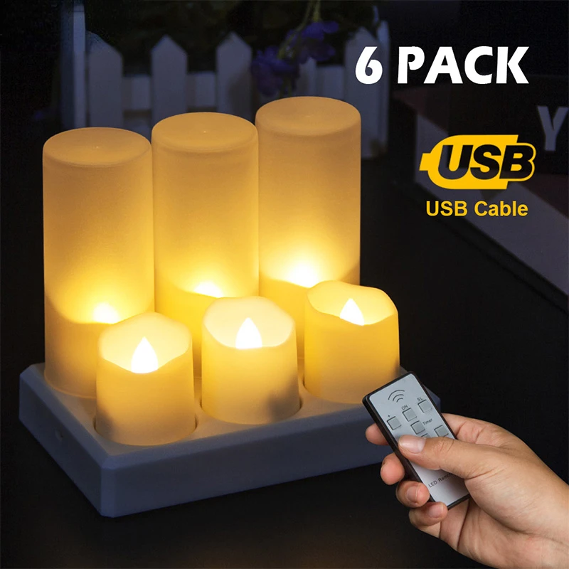 

Pack LED Flameless Candles Remote Tea Light Fake Vela Flame Votive Timer Tealight Home Decor Charging or no Charging
