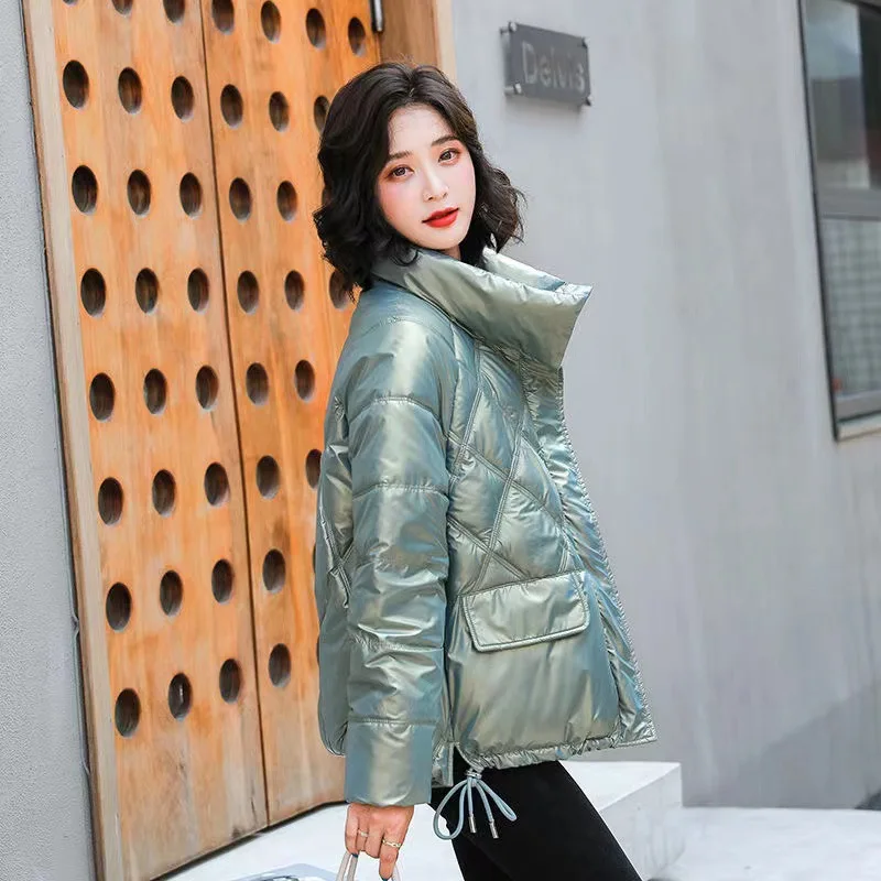 90% White Duck Down Jacket Winter PU Bright Coat Women Snow Clothes 2022 Loose Medium Long Female Warm Down Parka Oversize New