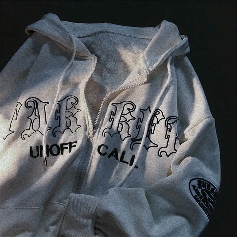 

Women Hoodies Retro Y2k Zip Up Hooded Shirt Loose Casual Korean Harajuku Sweatshirt Woman Clothes Blouse Tops