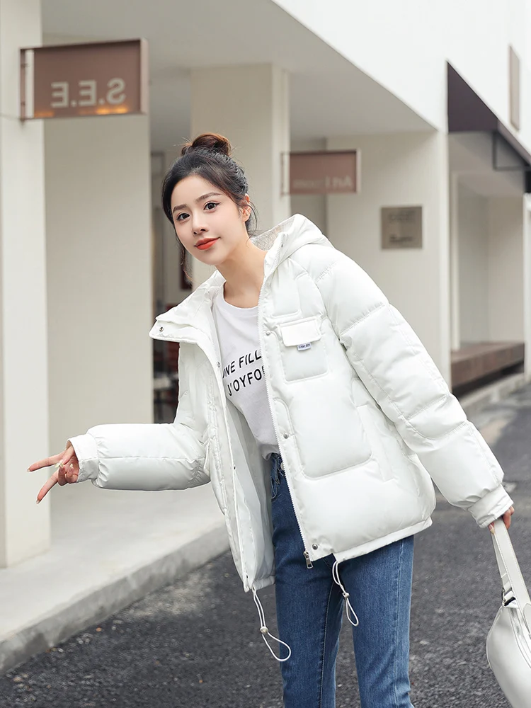 AOSSVIAO New 2023 Women Short Jacket Winter Thick Hooded Cotton Padded Coats Female Korean Loose Puffer Parkas Ladies Oversize