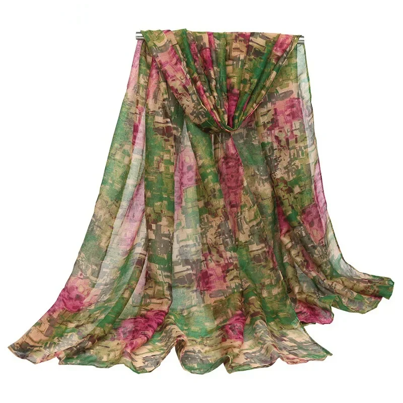 Винтажный Мозаичный Шарф С Геометрическим Принтом 180 См X 90 Женский