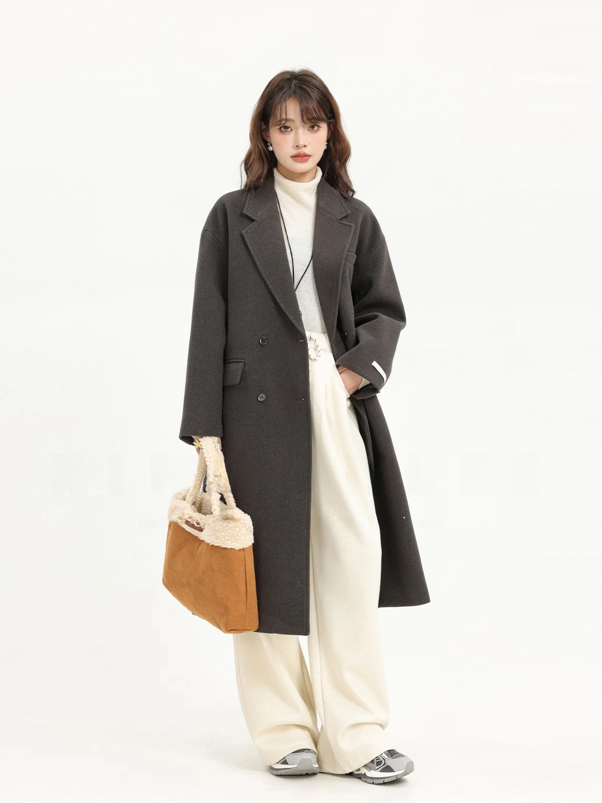 Xinmonlee осенне-зимний элегантный костюм средней длины пальто корейской серии