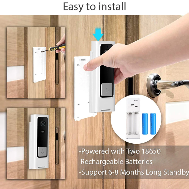 Беспроводной дверной звонок с Wi-Fi уличный водонепроницаемый IP65 домофон камера
