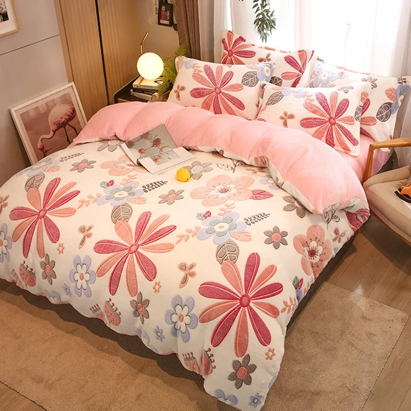 

1pcs Flannel Duvet Cover 220x240 Soft Warm Coral Fleece Blanket Cover Winter Quilt cover Queen Bed Covers for Bed Double duvets