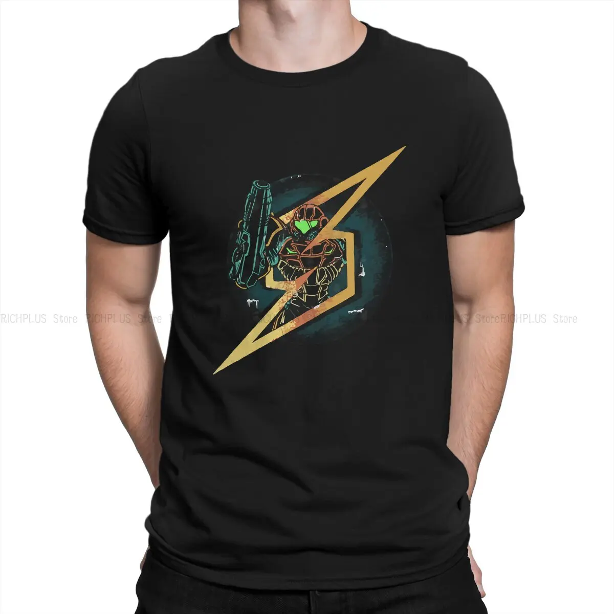 

Metroid Samus Game TShirt Samus Lightning Ball Classic Polyester T Shirt Homme Men Tee Shirt New Design Trendy