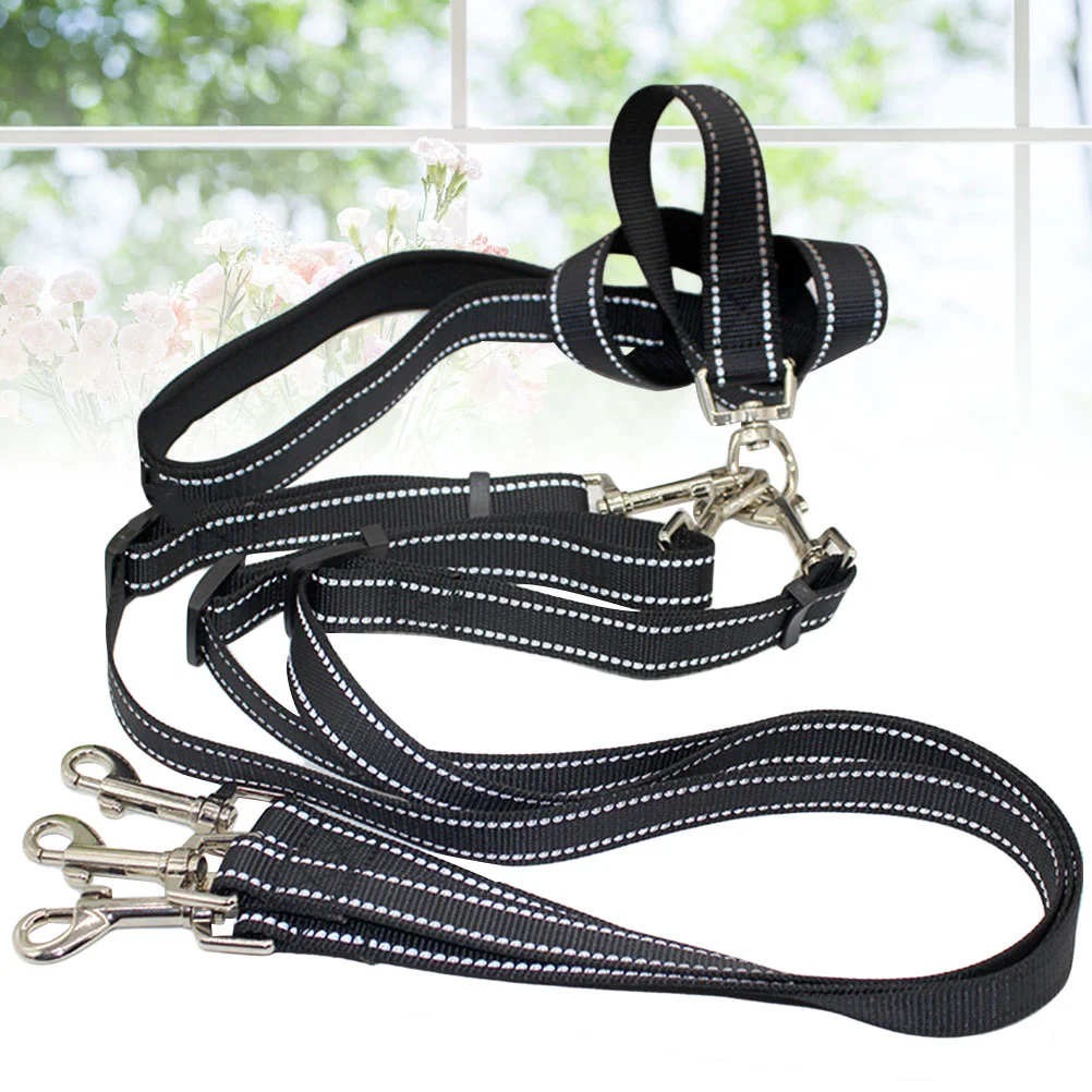 

Leash Dogdogs Multiplewaytriple Freereflectiveblacktraction Rope Medium