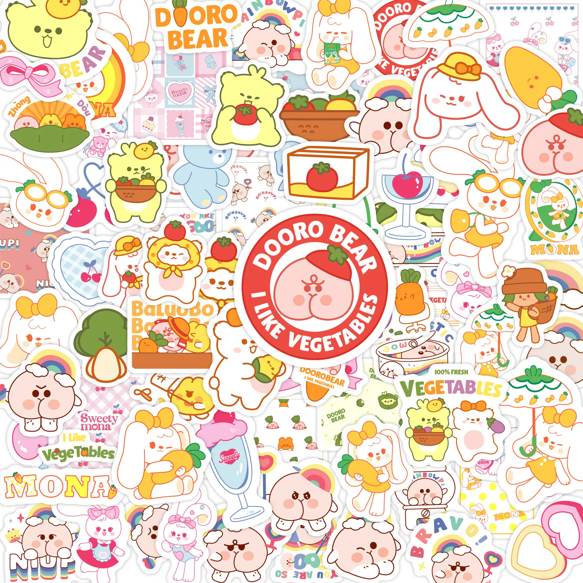 

INS Little rabbit stickers Korean cute cartoon sprout bear butt decoration hand ledger computer bear stickers