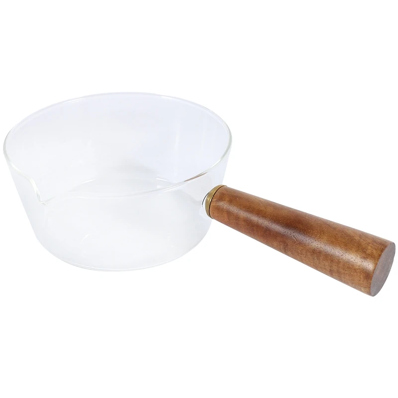 

Стеклянная молочная кастрюля с деревянной ручкой, кастрюля для приготовления салата, супа, лапши, газовая плита, посуда