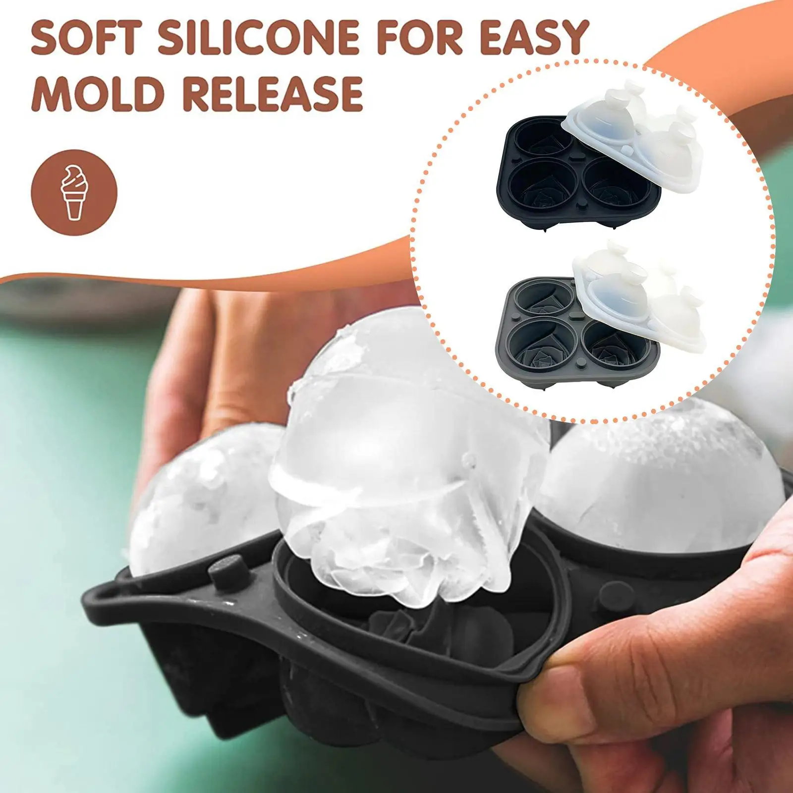 

3D 6cm Big Silicone Ice Cube Maker Form For Ice Candy Cake Pudding Chocolate Molds Easy-Release Rose Shape Ice Cube Trays Molds