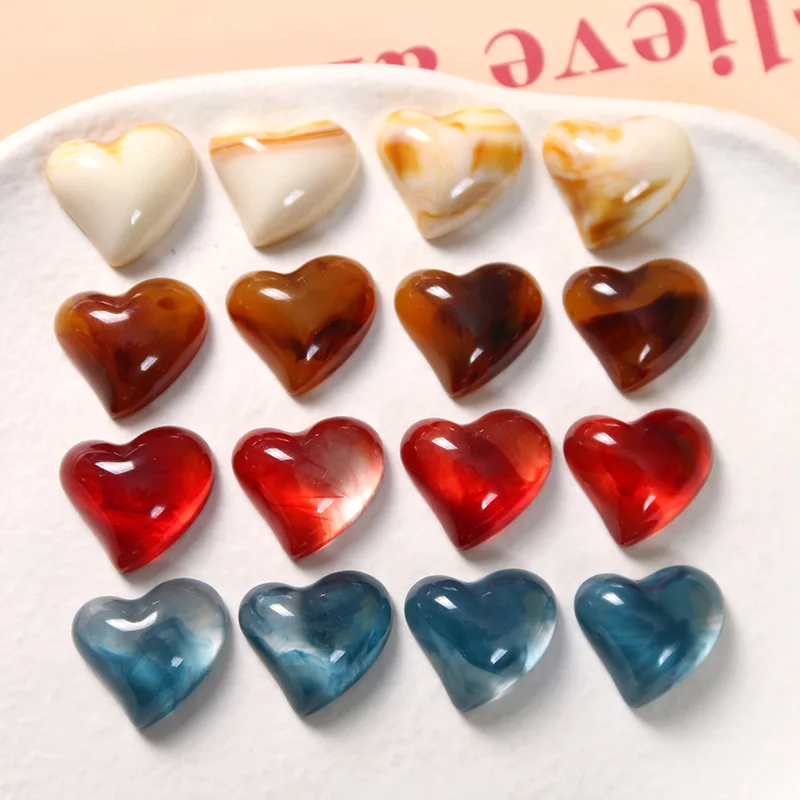 

5pcs retro ink halo dyed small peach heart diy resin accessories earrings hairpin material pendant material wholesale