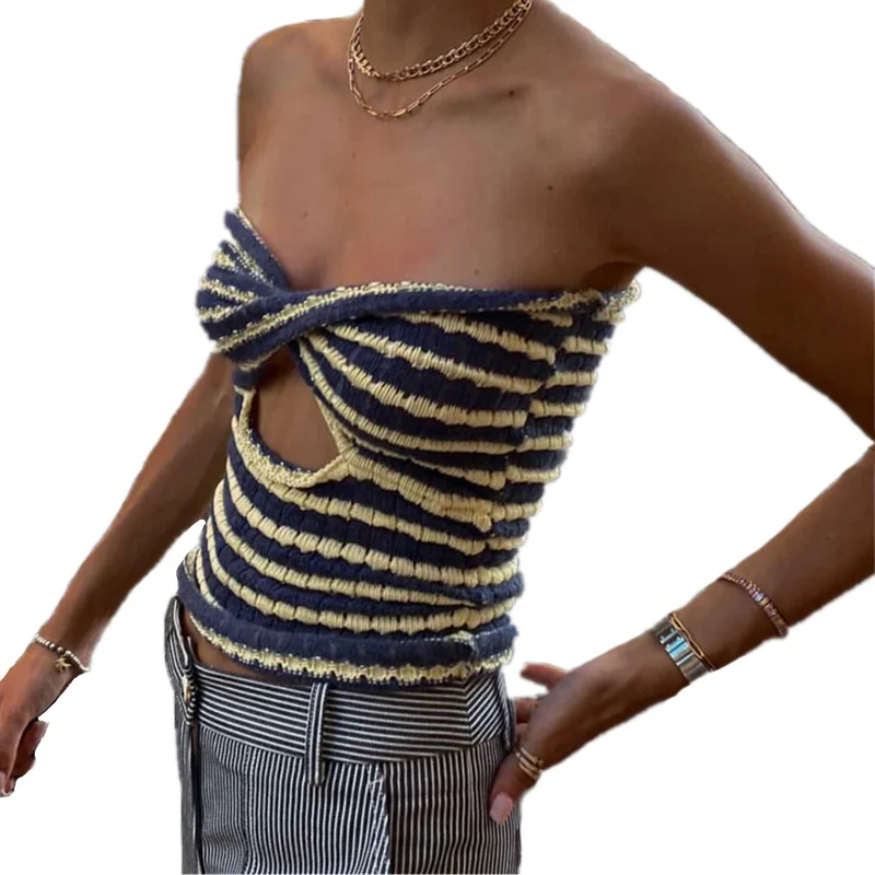 

Футболка женская трикотажная в полоску, пикантный укороченный топ в стиле Харадзюку, модная рубашка, на лето