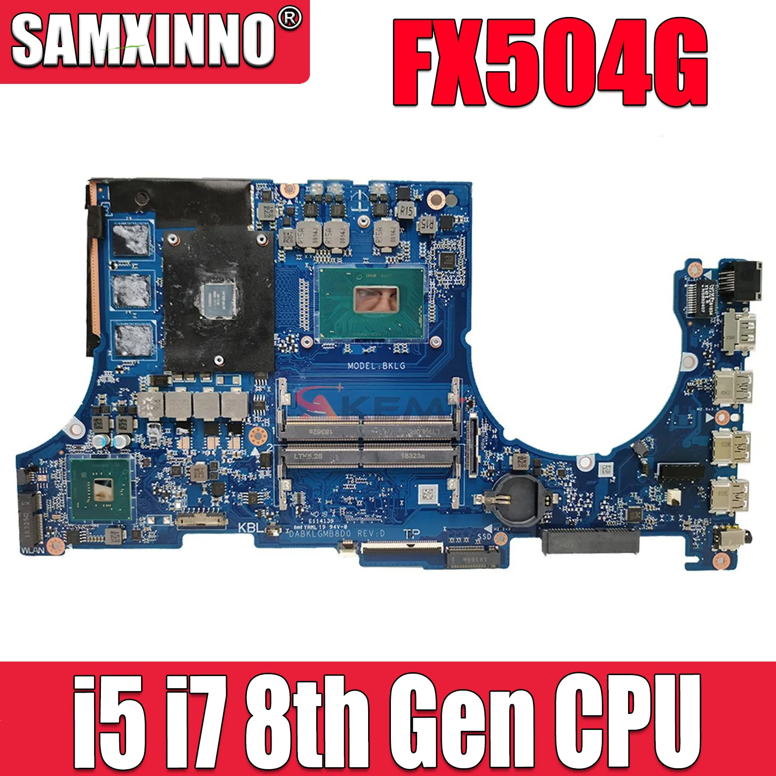 

FX504GE Motherboard For ASUS FX504G FX80G ZX80G FX504GM FX504GD DABKLGMB8D0 Mainboard W/i5-8300H i7-8750H GTX1050 GTX1060 100%